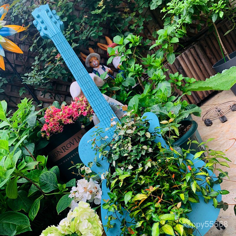 【免運】花園裝飾吉他藝術花盆陽台布置露台造景創意個性庭院大號戶外擺件園藝擺件 園藝裝飾 裝飾擺件 庭院裝飾