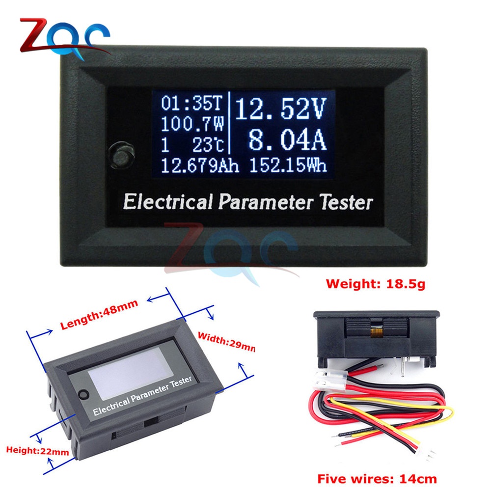 Dc 100V/10A 7 合 1 OLED 顯示電壓電流監測儀測試儀電壓表電流表電池容量檢測儀溫度計