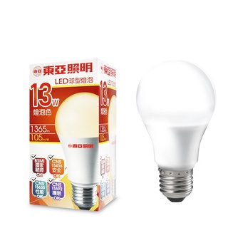 【東亞照明】13W球型LED燈泡1365lm黃光