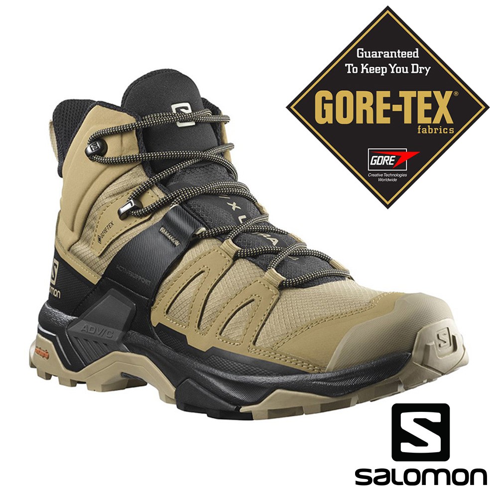【SALOMON 法國】男 X ULTRA 4 GTX中筒登山鞋『藻棕/黑/灰褐』41294100