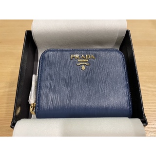 ［Prada］ 全新真皮正品 經典水波紋皮革短夾 零錢包 卡夾 國外購入