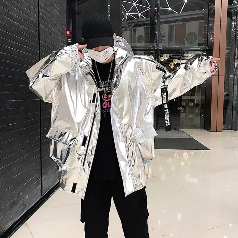 銀色外套未來感飛行外套街舞團服 蝦皮購物