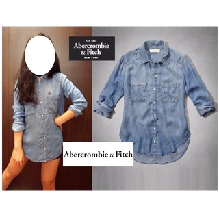 §上鉌嚴選 A&F Abercrombie&Fitch Drapey Chambray Shirt 刷白牛仔襯衫-藍