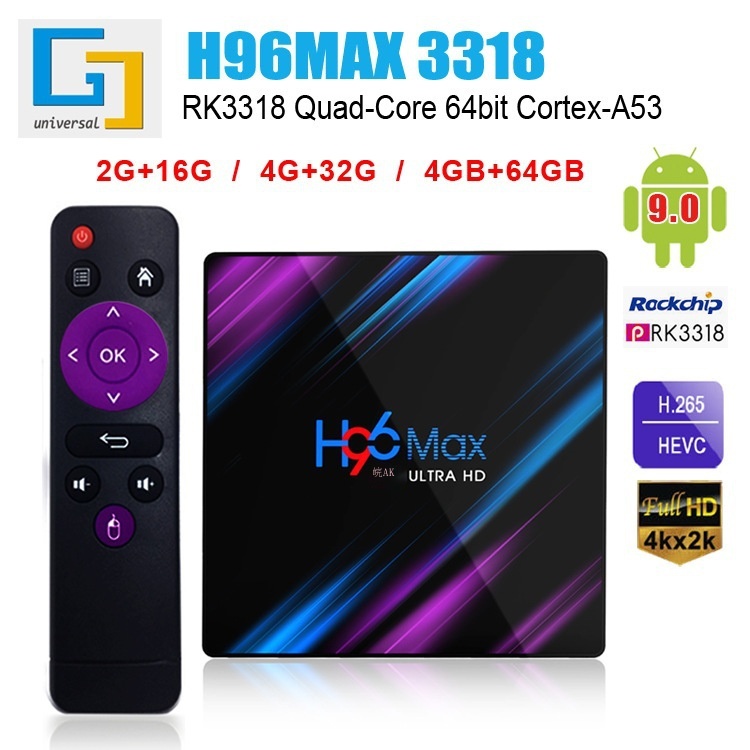 ▥H96 MAX-3318 電視盒子 網絡播放器 TV BOX 4k 64G 5GWiFi 藍牙