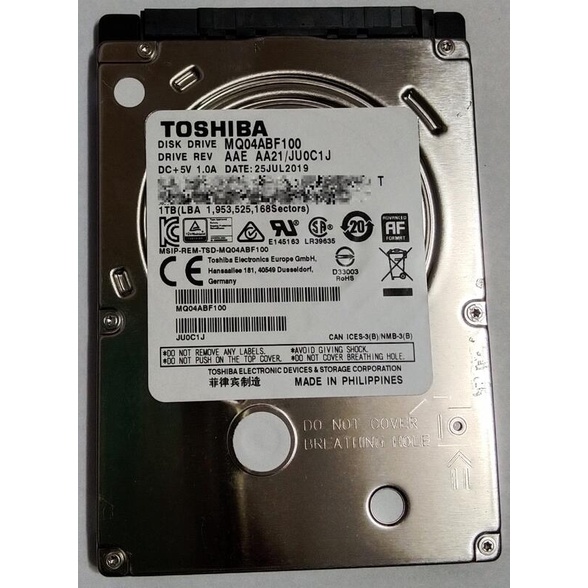 TOSHIBA 東芝 MQ04ABF100硬碟 1TB SATA3 2.5吋 7mm 筆電硬碟HDD