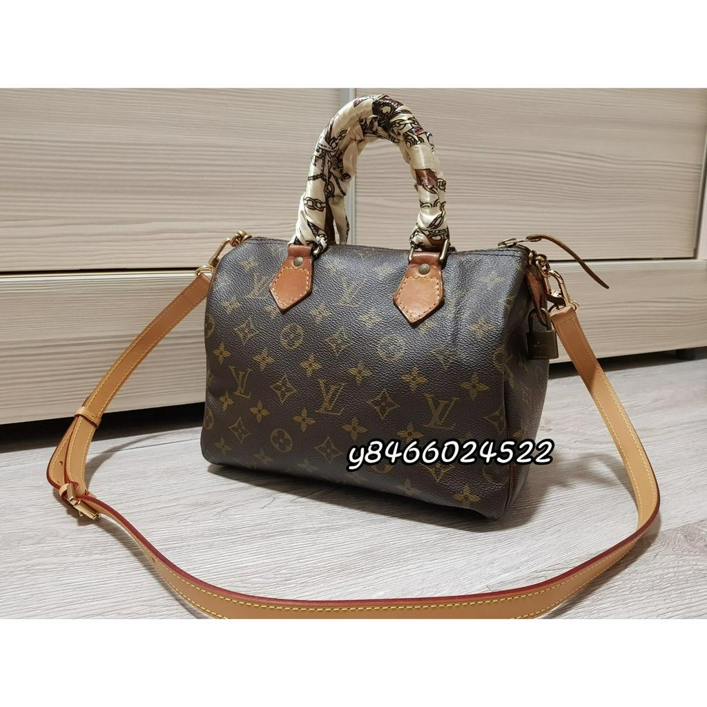 二手美品真品LV M41528 speedy25 speedy 25 波士頓包手提包斜背包