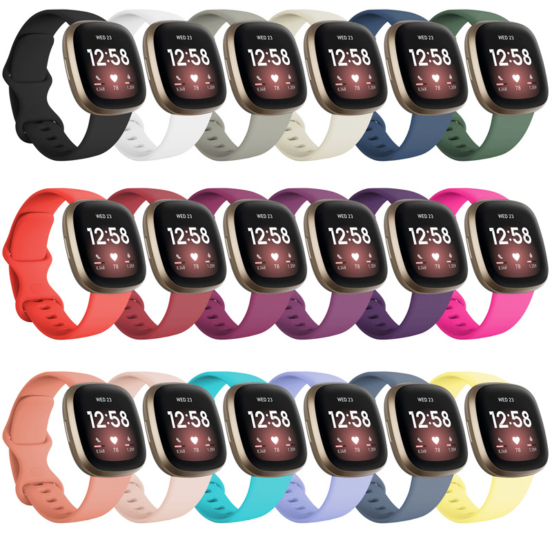 錶帶適用於 Fitbit Versa3 / Fitbit Sense 純色矽膠錶帶