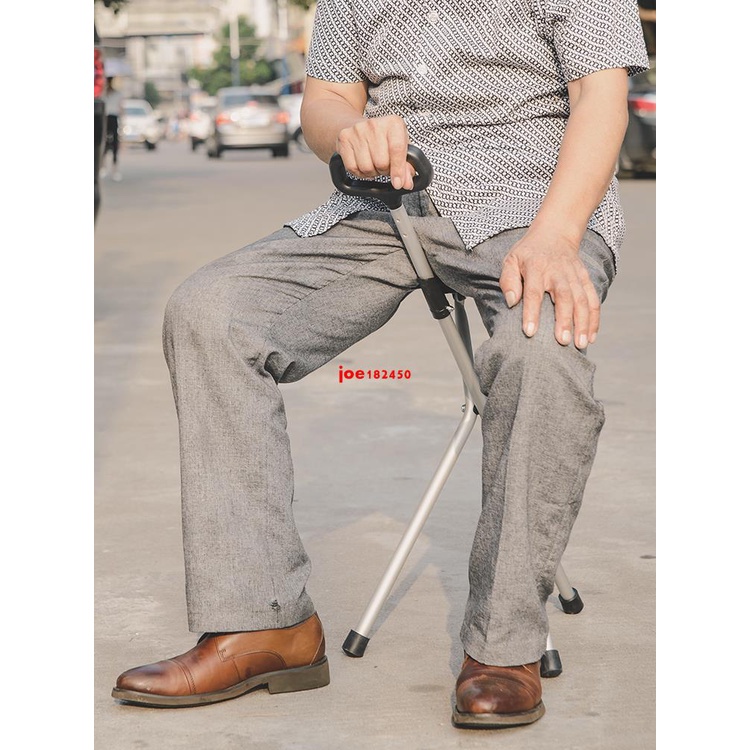 戶外#拐杖#日本老人折疊板凳椅子座位拐杖超輕便三角鋁合金進口座椅拐扙椅棍