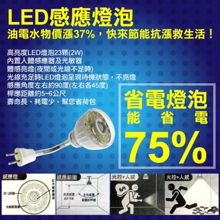 明沛23LED紅外線感應燈彎管插頭型正白光