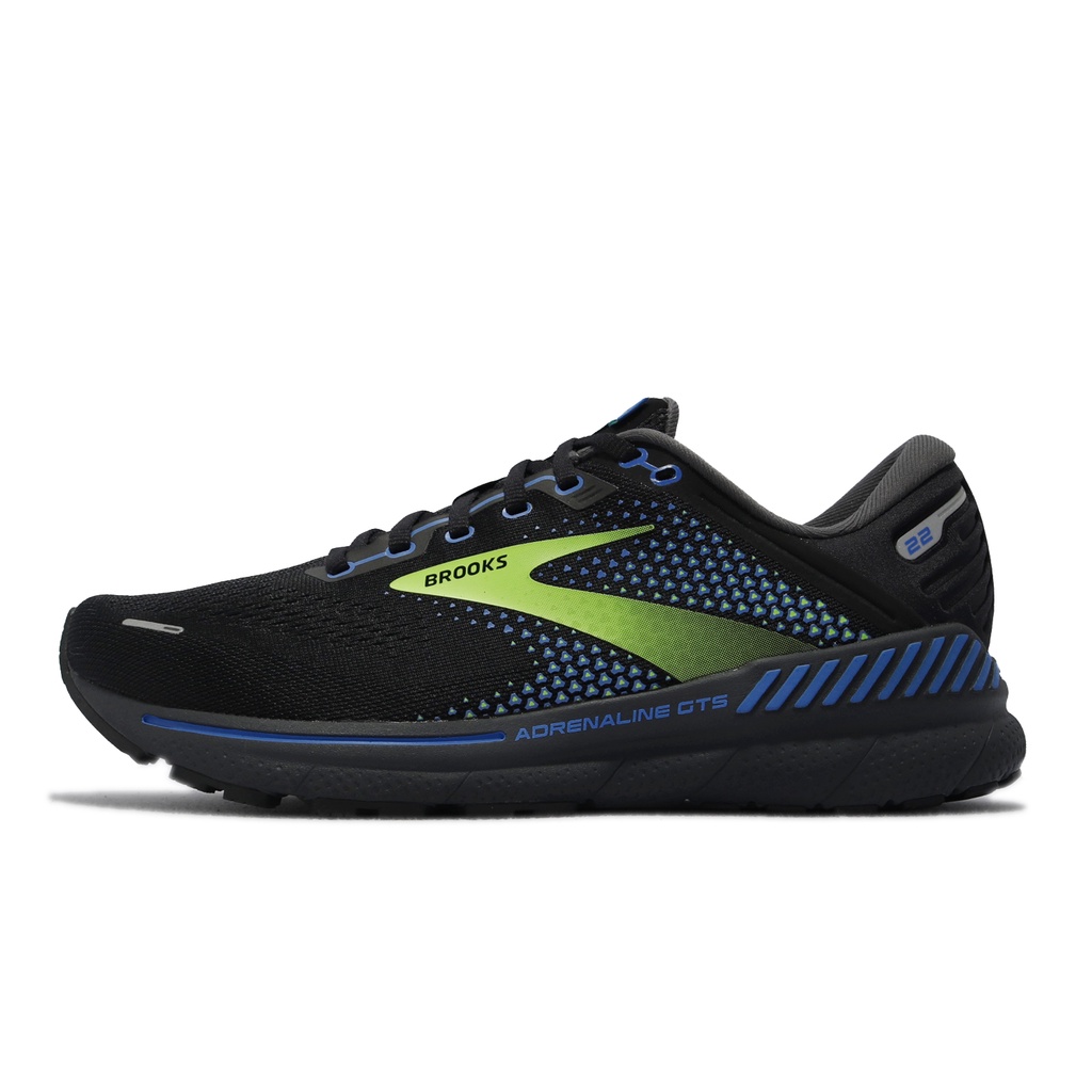 Brooks 慢跑鞋 Adrenaline GTS 22 黑 藍 螢光黃 腎上腺素 男鞋 ACS 1103661D069