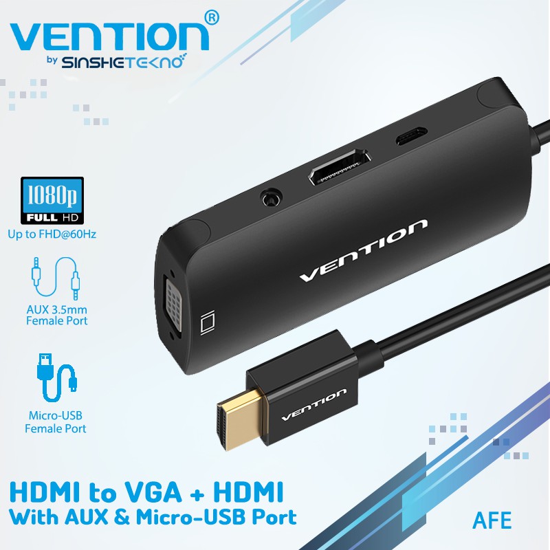 具有音頻 Micro USB 電源的 Vention AFE HDMI 轉 HDMI VGA 轉換器