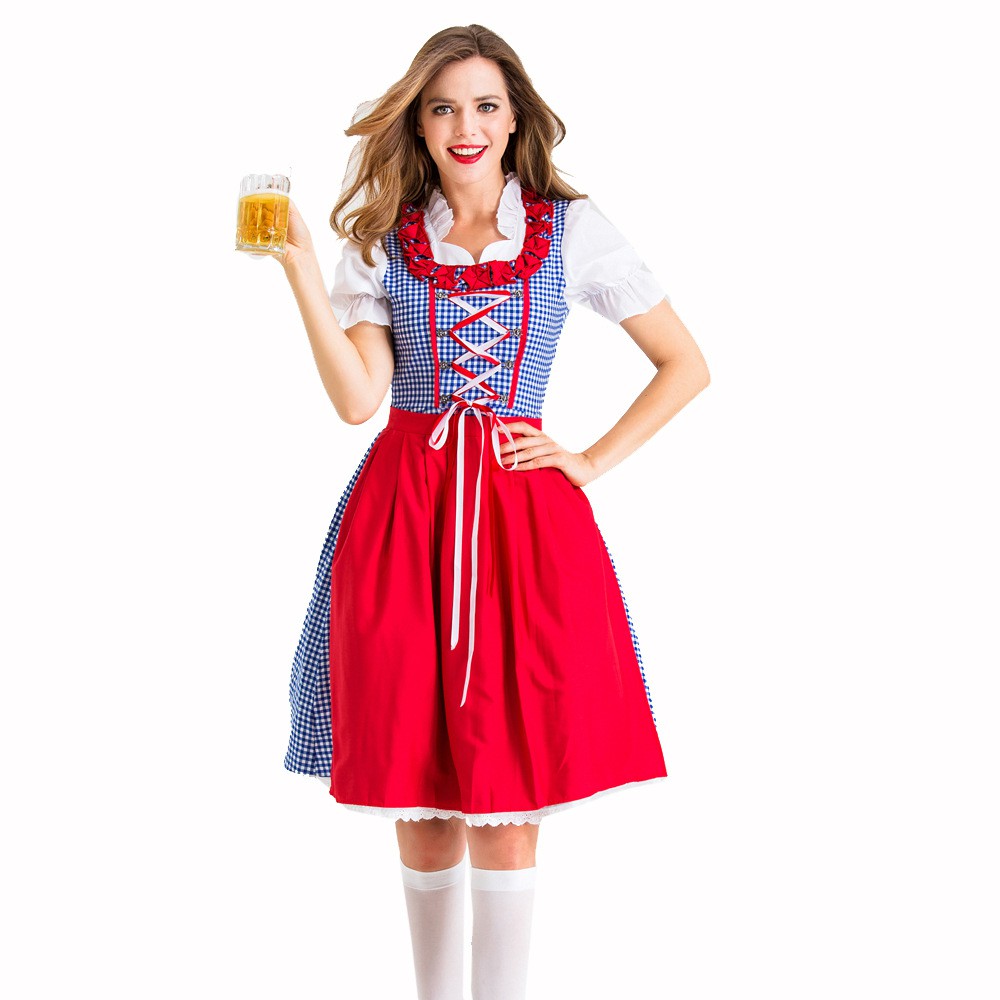 萬圣節成人女德國啤酒服慕尼黑啤酒節服裝巴伐利亞傳統服演出服