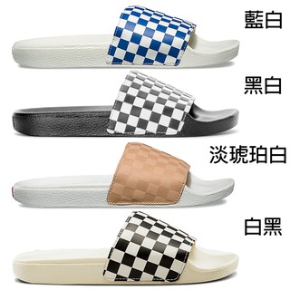 VANS SLIDE-ON 拖鞋 棋盤格 藍白 黑白 淡琥珀白(LEILA HURST) 白黑 【A-KAY0 5折】