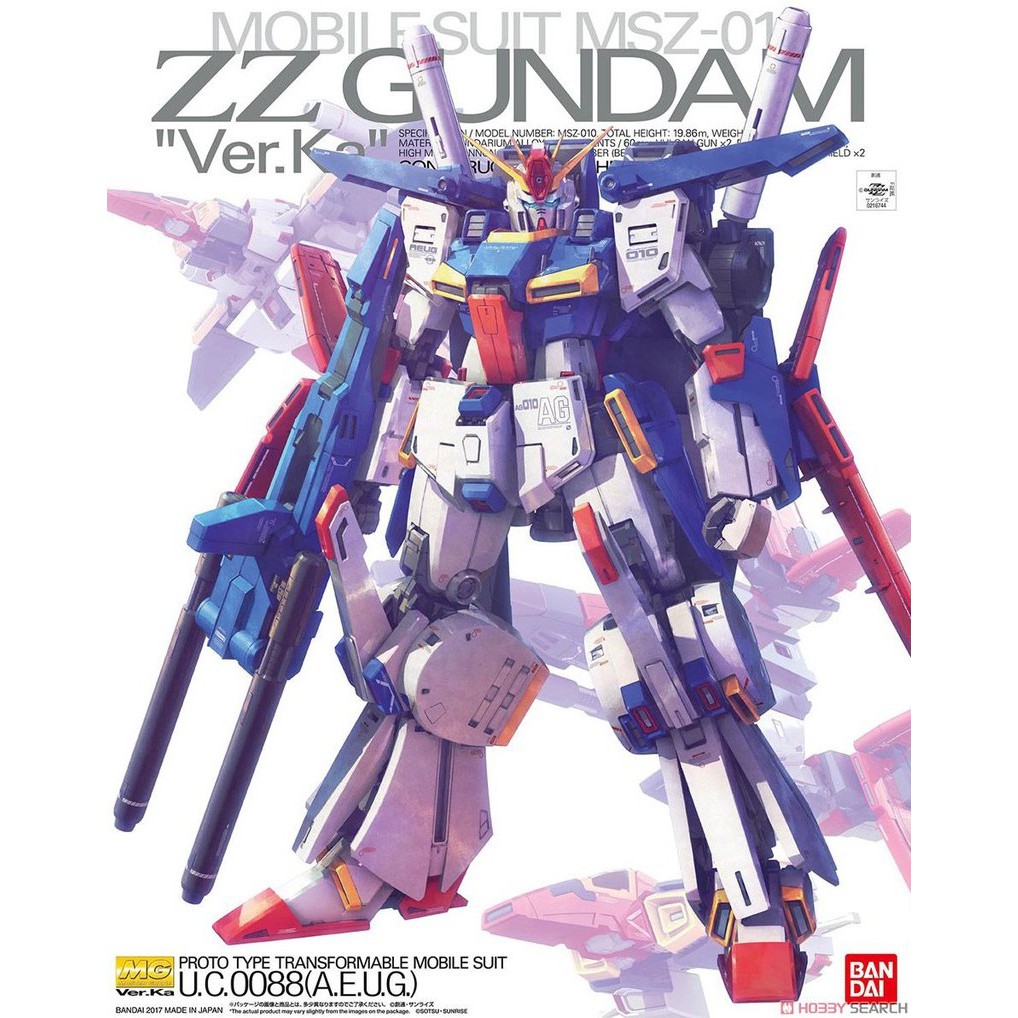 &lt;遠翔玩具&gt; [BANDAI] MG 1/100 MSZ-010．ZZ鋼彈．Ver.Ka．GUNDAM