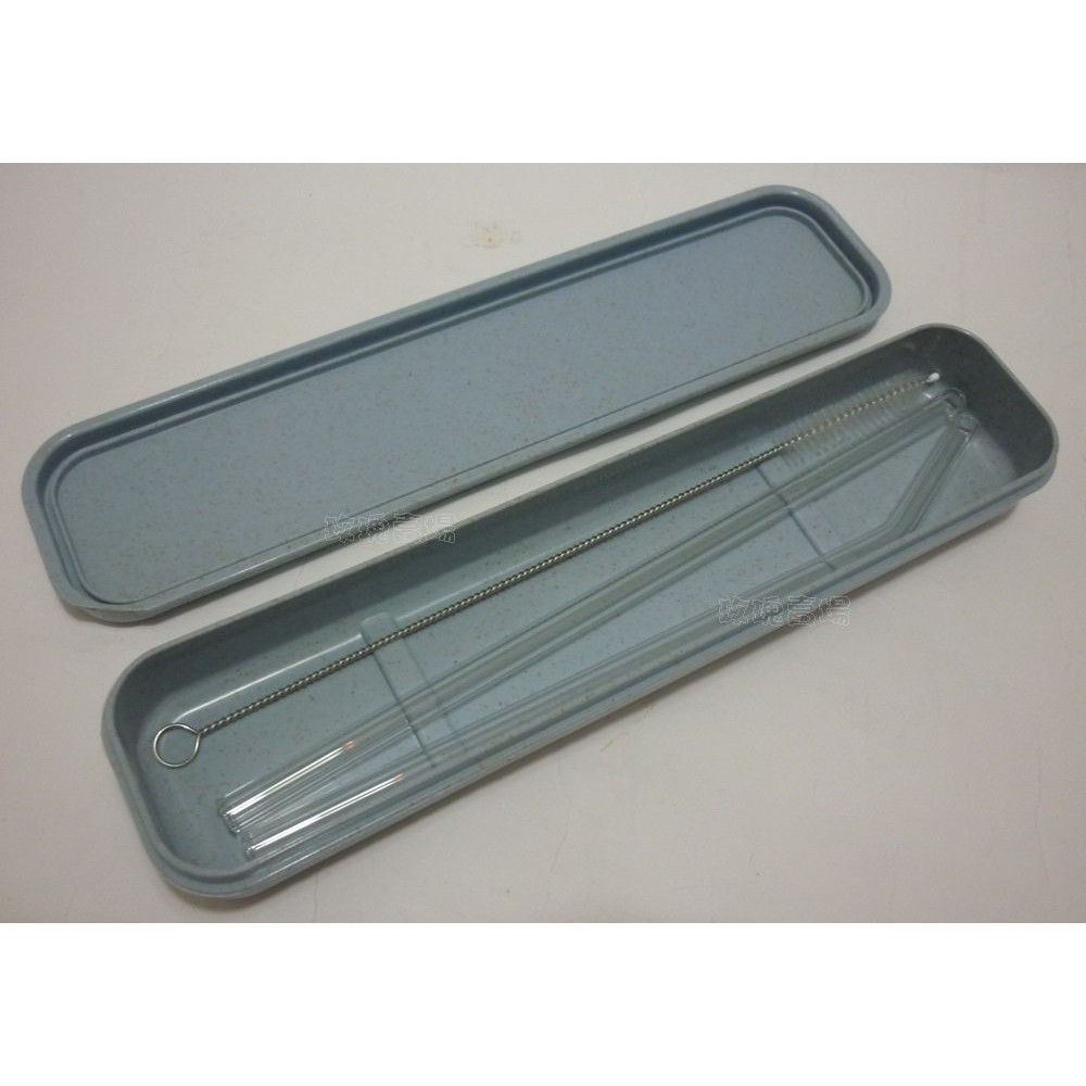(玫瑰Rose984019賣場)玻璃吸管組/環保吸管.重複使用(直管/彎管/清潔刷)+環保小麥製收納盒(還有空間可放筷子