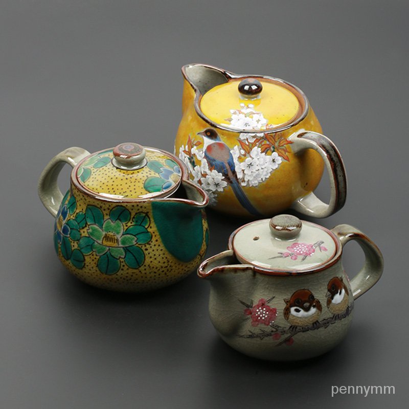日本進口九谷燒過濾急須泡茶壺 日式復古雪雀鳥陶瓷茶具 多款可選