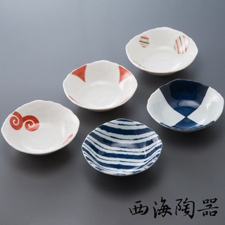 【日本西海陶器】有田燒染錦雅緻五件式小角碟《WUZ屋子》