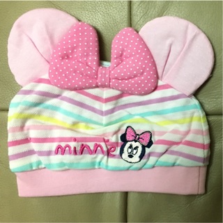 麗嬰房 台灣製 全新 0-6個月 粉色米妮帽子 新生兒 嬰兒 寶寶 蝴蝶結