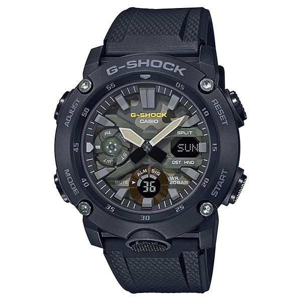 G-SHOCK 碳纖維強化樹脂材質雙顯電子錶（特殊迷彩面X黑）_ GA-2000SU-1A