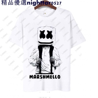 促銷艾倫沃克DJ同款衣服T恤男Marshmello搖滾電音棉花糖寬松潮流短袖