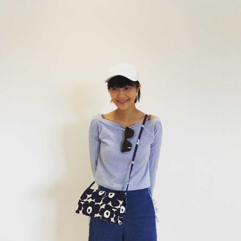 Marimekko unikko 罌粟花藍色緞面肩背包 手拿包