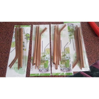 ✨閃耀玫瑰金✨不鏽鋼304環保吸管7件組