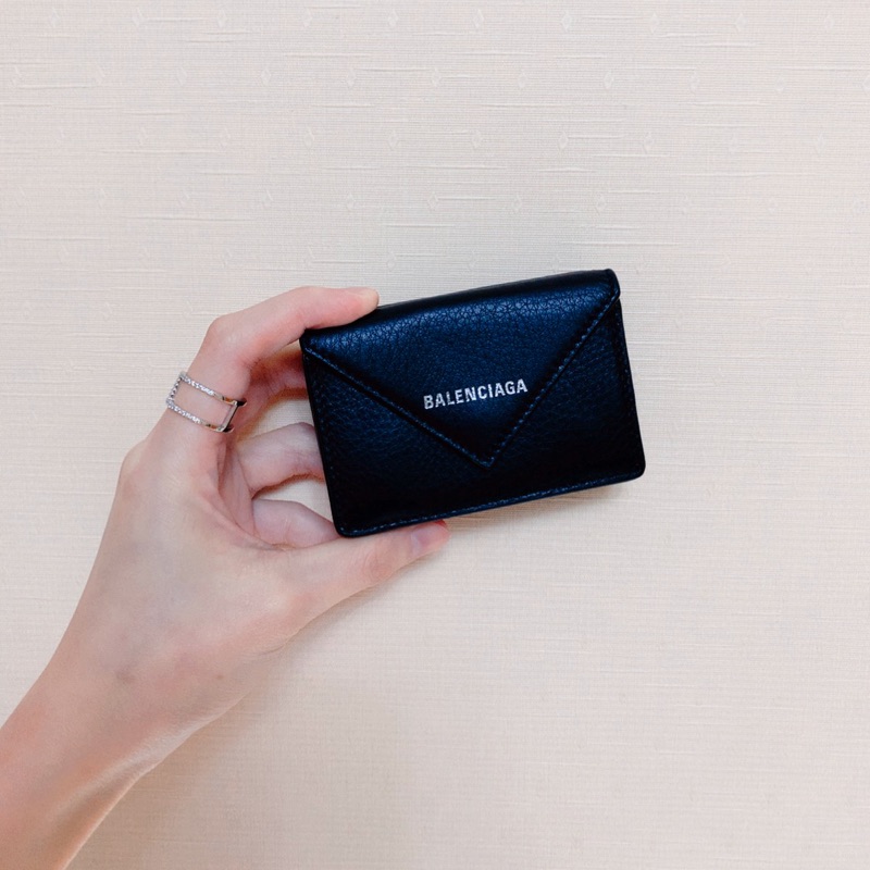九成五新 巴黎世家balenciaga Papie Mini Wallet黑色 蝦皮購物
