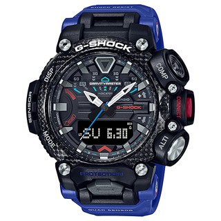 CASIO卡西歐 G-SHOCK (GR-B200-1A2) GRAVITYMASTER 藍芽碳纖維防護飛行錶- 黑藍