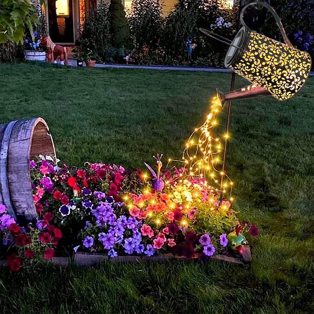 太陽能 LED 花園草坪燈創意噴壺灑落星型淋浴藝術燈裝飾戶外園藝草坪燈