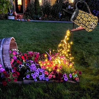 太陽能 LED 花園草坪燈創意噴壺灑落星型淋浴藝術燈裝飾戶外園藝草坪燈 #0
