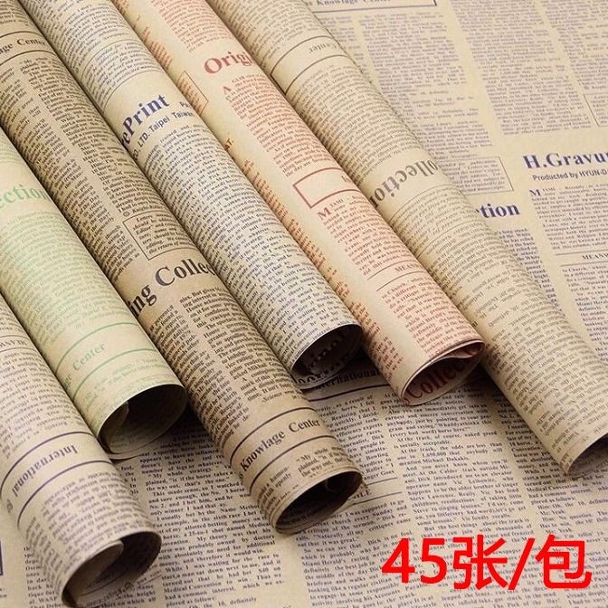 曉雯家花束包裝紙仿英文報紙鮮花包裝紙復古背景包書紙花束紙包花紙花藝材料50 70 蝦皮購物
