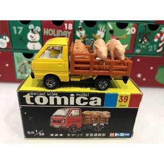 Tomica 絕版美品日製日本製no 39黃頭紅內裝豬車附2隻日本製豬隻中古品 蝦皮購物