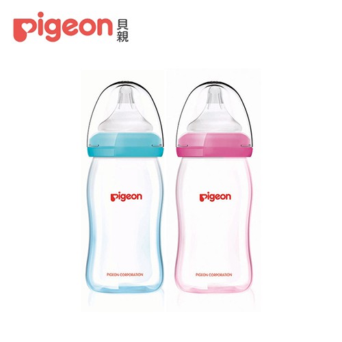 【Pigeon 貝親】矽膠護層寬口母乳實感玻璃奶瓶160ml/2色