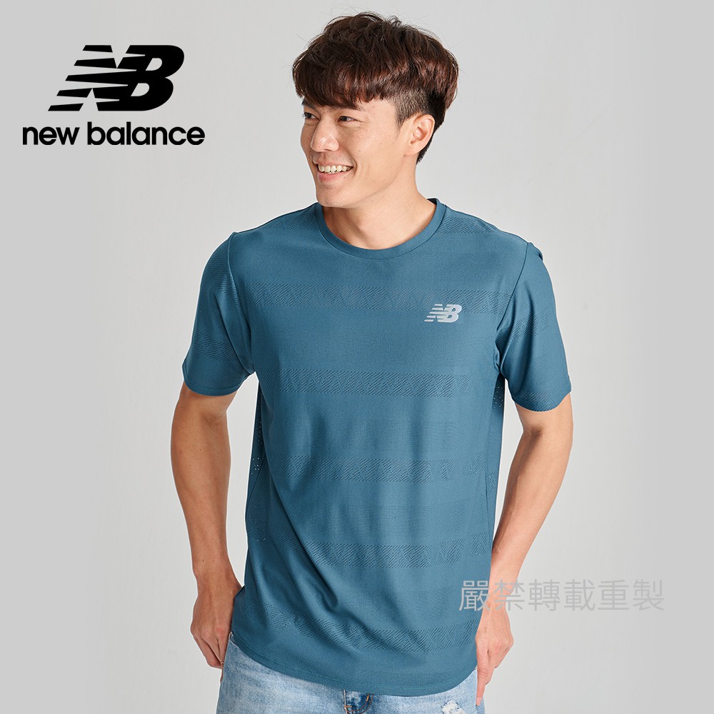 【New Balance】 NB 運動短袖上衣_男性_藍綠色_AMT13277MTL