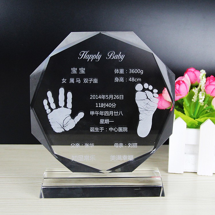 新生儿纪念品婴儿手脚印水晶摆件满月百日周岁礼品 品牌 蝦皮購物