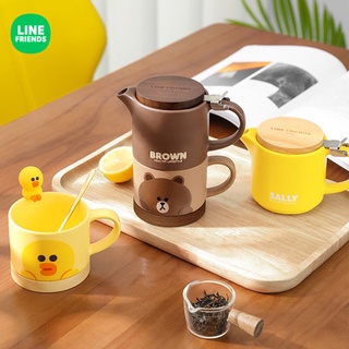LINE FRIENDS 正版授權 陶瓷茶壺組 茶壺 輕奢茶壺 高質感 泡茶茶壺 禮盒 茶杯組