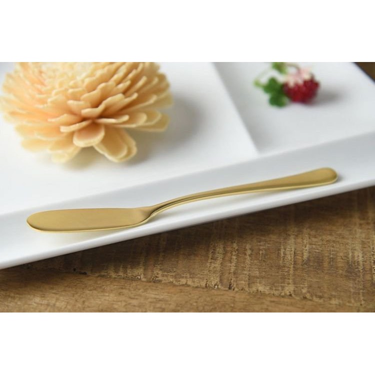 (小品日貨) 現貨 日本代購 日本製 新潟燕三條 低調金 霧面金色 不鏽鋼 奶油刀 果醬刀