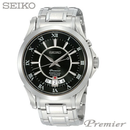 SEIKO 精工Premier 經典萬年曆 男時尚腕錶(SNQ103J1)黑/40mm  SK008