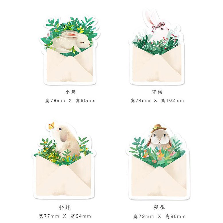 【CHL】Infeelme 小清新 手繪 小兔子 植物 兔子的祈願 造型便利貼 便利貼 N次貼