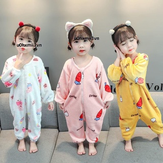 🔥熱賣🔥嬰兒睡袋兒童春秋冬法蘭絨小孩連體睡衣珊瑚絨男女寶寶分腿兒童防踢被