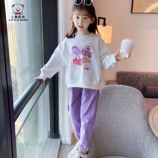 女童長袖套裝 女童衛衣套裝秋裝2022新款網紅女孩運動服兒童洋氣春秋上衣兩件套
