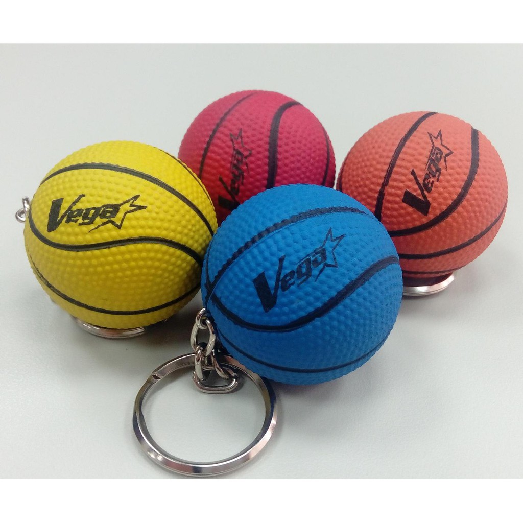 便宜運動器材Vega小籃球鑰匙圈VGB-04 紅 /  藍 / 黃/ 橘 四色 籃球造型  紀念品 禮品 交流