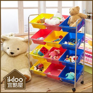 不能超取~【ikloo】剩下可移式6格/可移式12格玩具收納組 /玩具收納架可移式12格玩具收納車