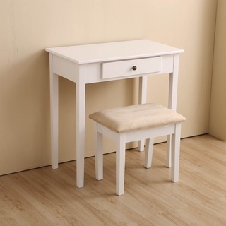 【森林小工匠】復古風長型書桌椅(白色) 書桌椅組 書桌 化妝椅 港風 上海風 復古咖啡廳 餐桌 咖啡廳桌