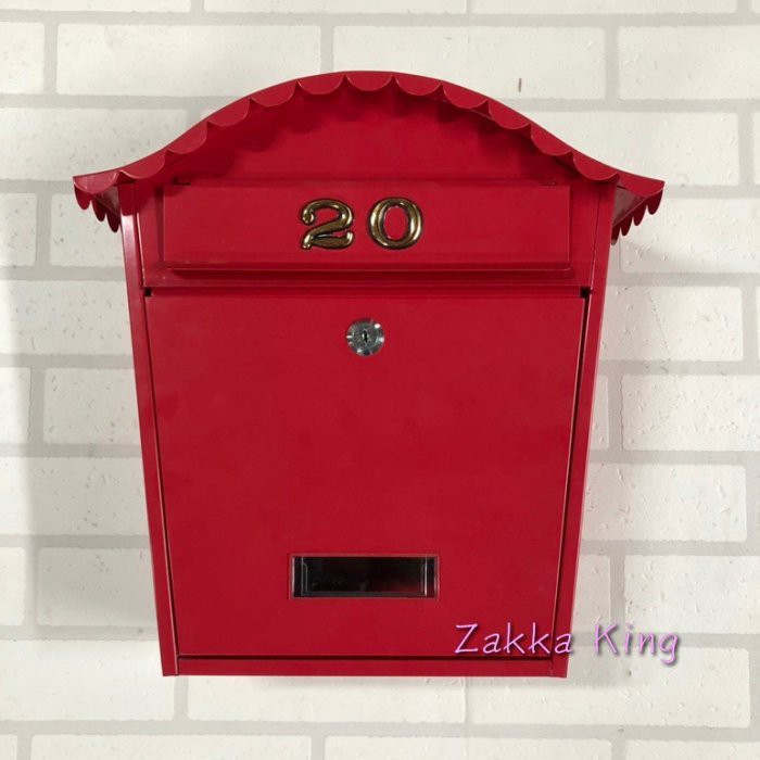 (永美小舖) 附門牌號碼 歐式古典鄉村風紅色信箱 鍛鐵信箱 蘇格蘭紅 郵箱 信件箱 意見箱 耐候性佳