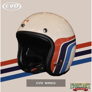 『EN安全帽』免運 EVO 安全帽 復古 翅膀 紅藍線 經典 造型 老品 復刻 Vintage 3/4 半罩