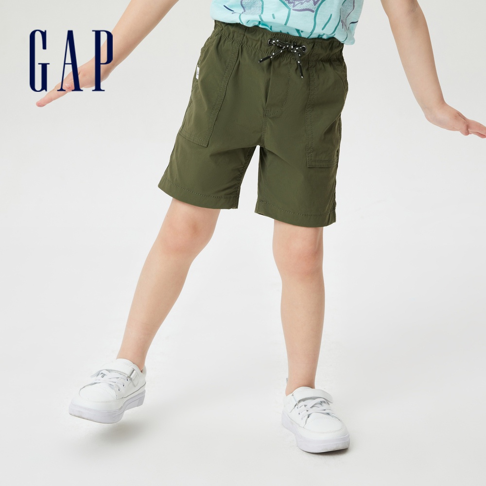 Gap 男幼童裝 工裝運動直筒短褲-軍綠色(759207)