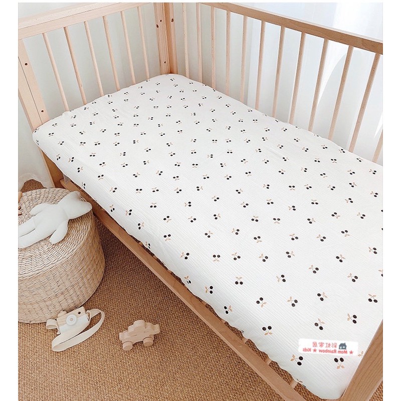100%純棉皺紗布台灣製造MIT-北歐風寶寶嬰兒床純棉紗布床包 兒童床包可訂製 ikea
