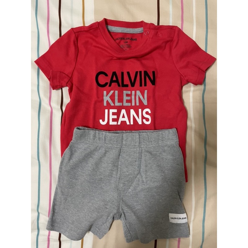 (二手)三件式組合Calvin Klein Jeans，短袖短褲包屁衣，12m