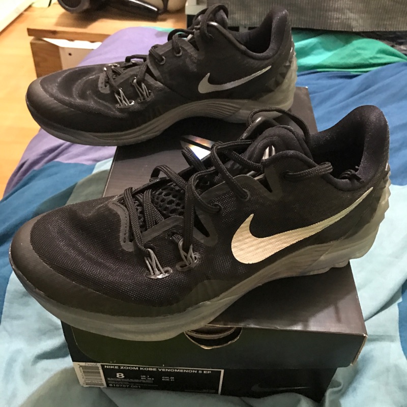 保證正品 Nike zoom Kobe venomenon 5 EP 籃球鞋 黑 銀勾 果凍底 US8 2手 9成新